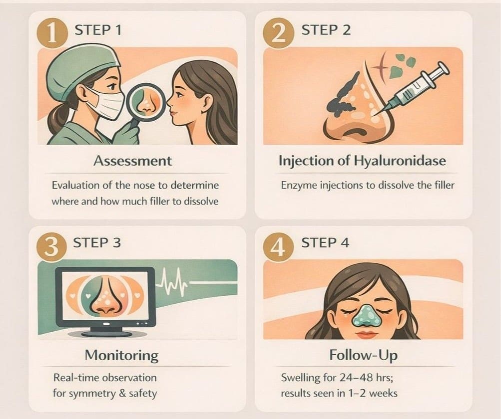 How Is Nose Filler Dissolving Performed - Infographic by Dr Hass Clinic
