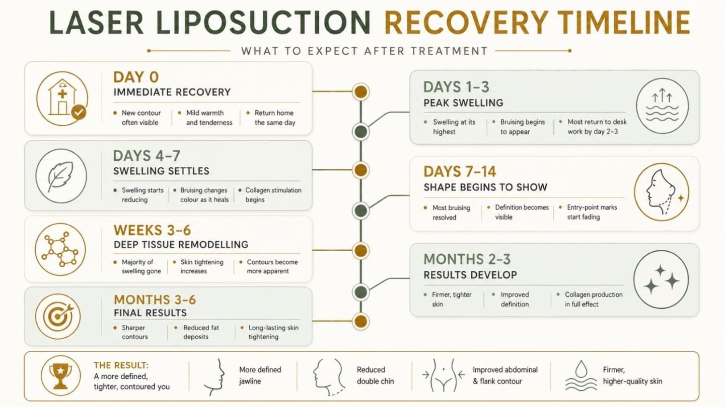 Infographic for Laser Liposuction Recovery Timeline - Dr Hass Clinic